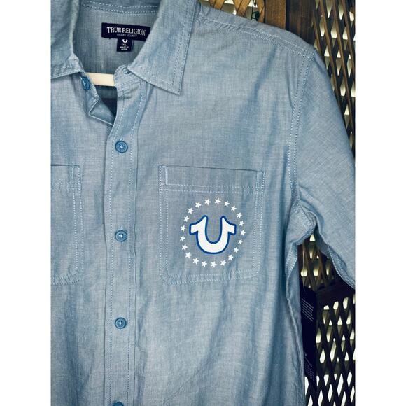 True Religion Boys Button Down Shirt sz XL - Picture 2 of 3